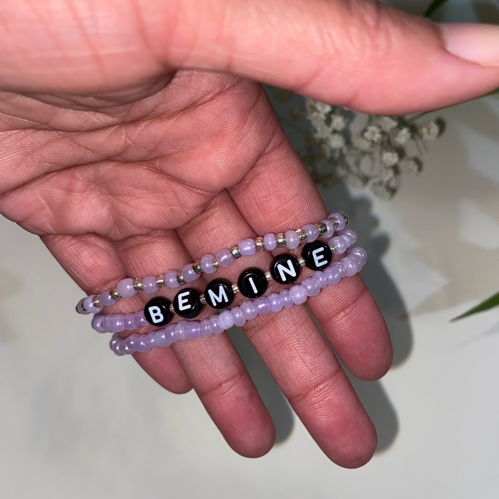 Handmade BE MINE Glass & Acrylic Beaded Bracelet